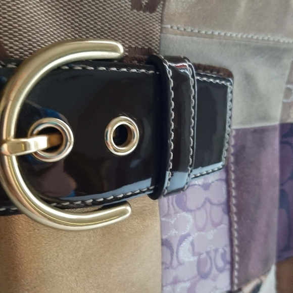 COACH Rare Holiday Patchwork Shoulder Bag + Matching Wallet Set Y2K - Picture 4 of 14